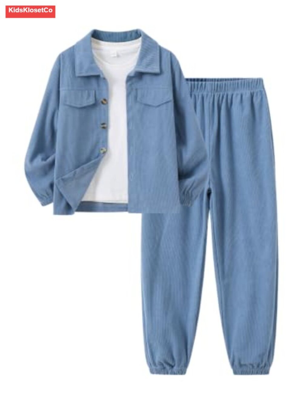 Boys Corduroy Shirt and Pant Set Casual Long Sleeve Outfit
